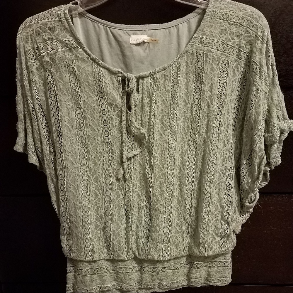 Blu pepper stylish green shirt with seethru sleeve